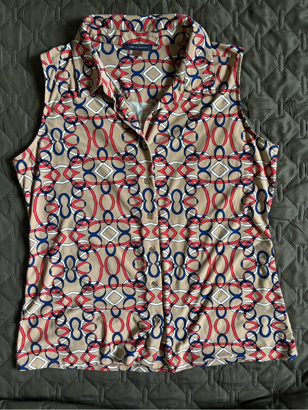 Tommy Hilfiger Vintage Sleeveless Button Down Blouse